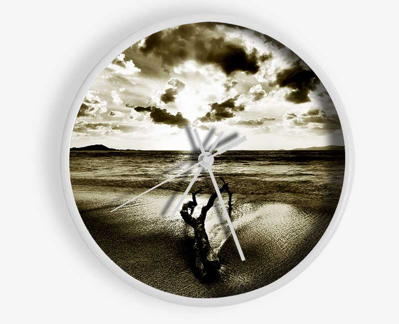 Driftwood Sepia Clock - Wallart-Direct UK