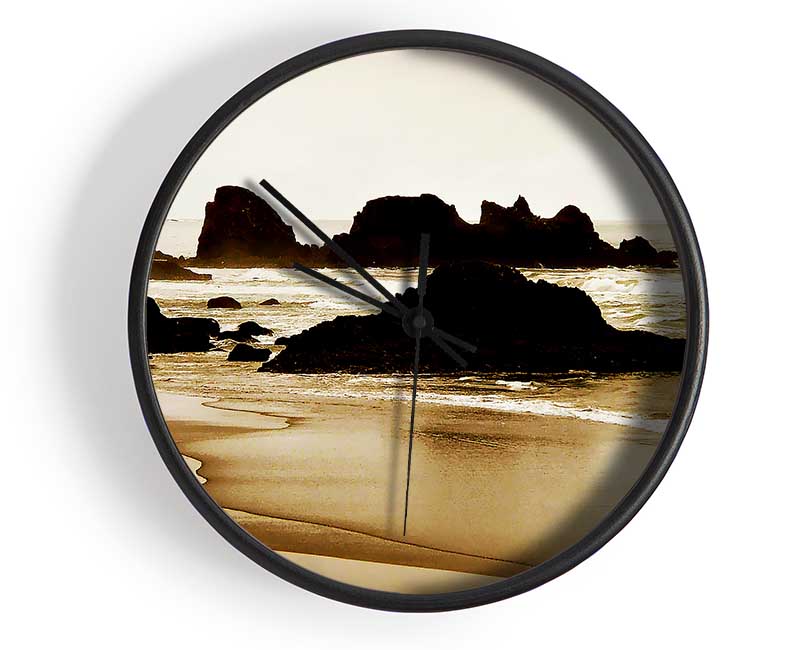 Sepia Ocean Delight Clock - Wallart-Direct UK