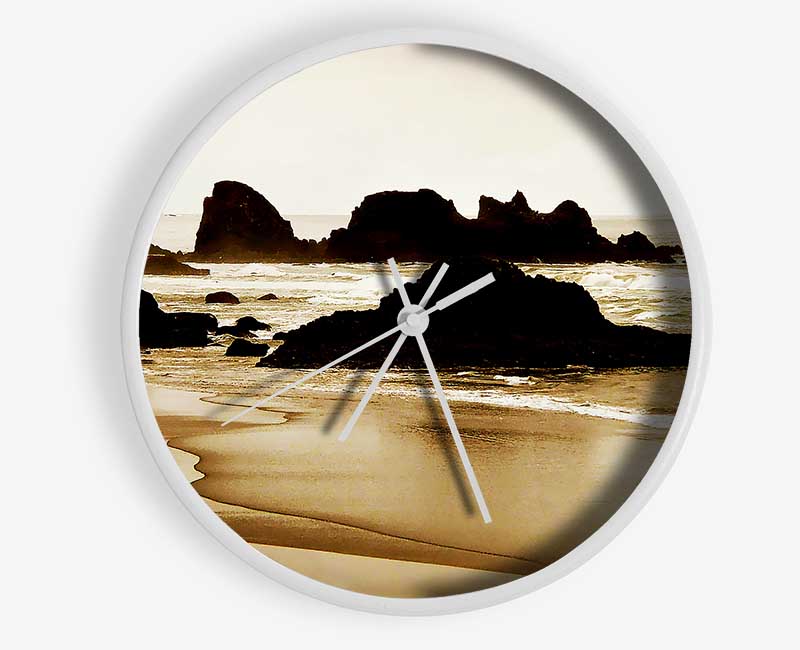 Sepia Ocean Delight Clock - Wallart-Direct UK