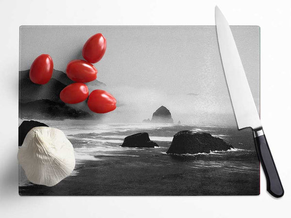 The Oceans Swell B n W Glass Chopping Board