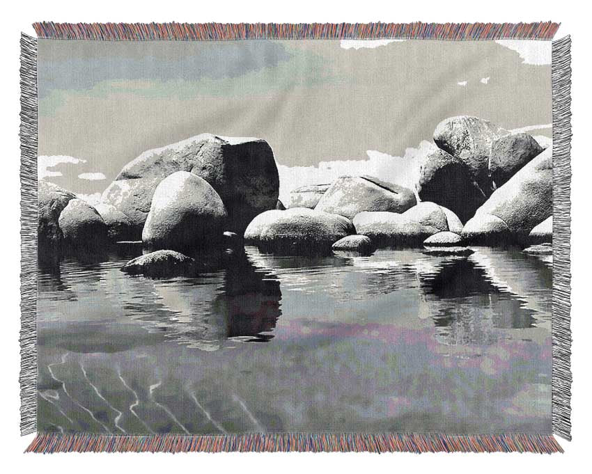 The Rock Pool B n W Woven Blanket