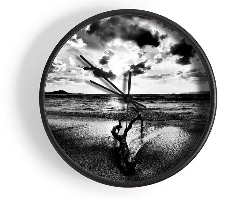 Driftwood B n W Clock - Wallart-Direct UK