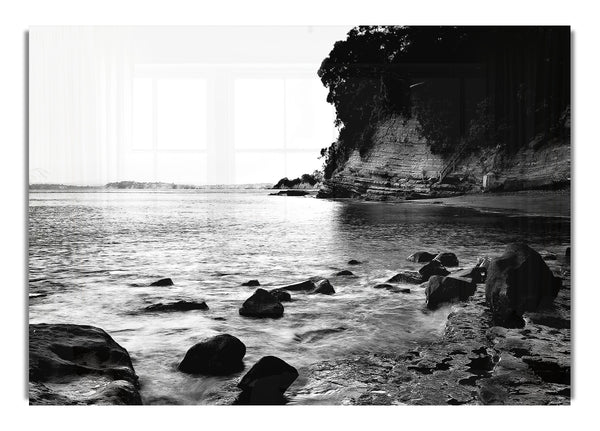 Black And White Ocean Rocks