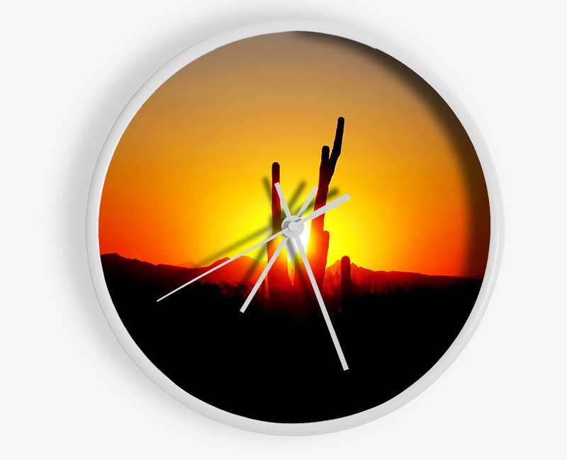 Red Cactus Sunrise Clock - Wallart-Direct UK