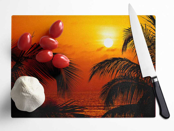 Orange Palmtree Sun Glass Chopping Board