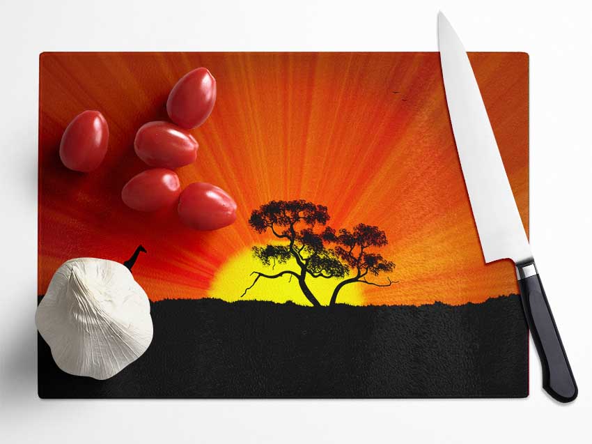 African Sunblaze Glass Chopping Board