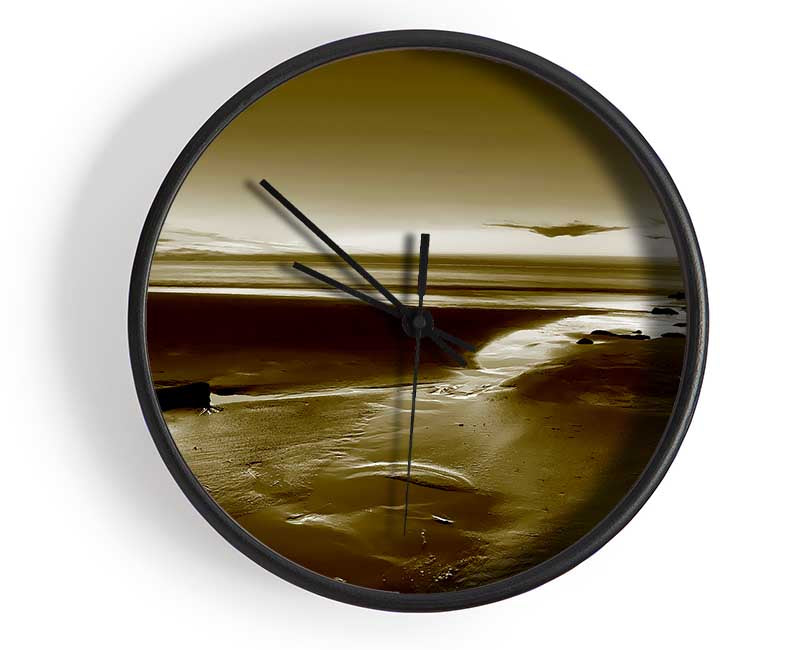 Calming Olive Ocean Clock - Wallart-Direct UK