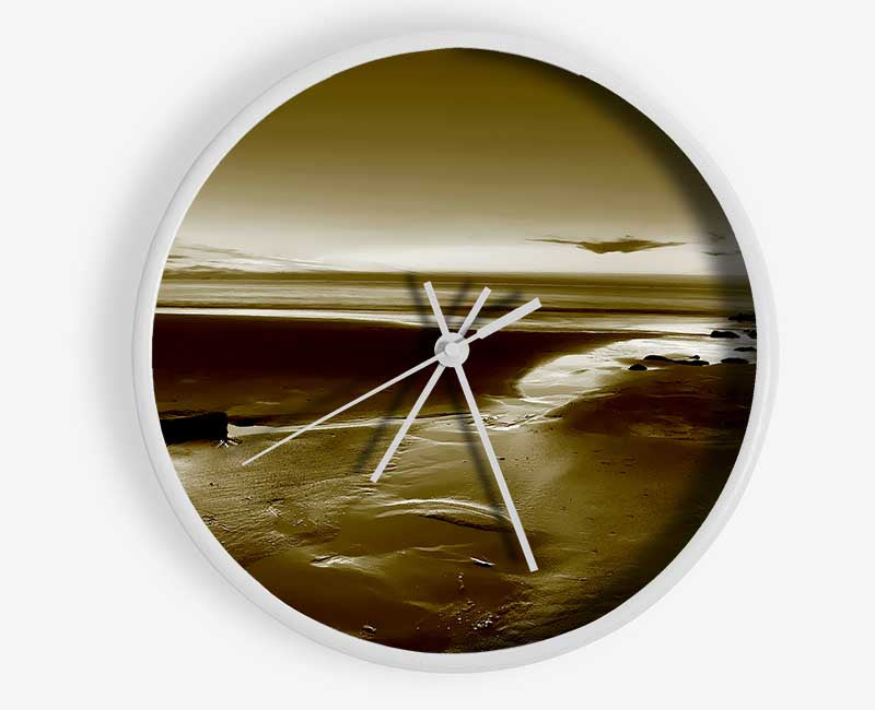 Calming Olive Ocean Clock - Wallart-Direct UK