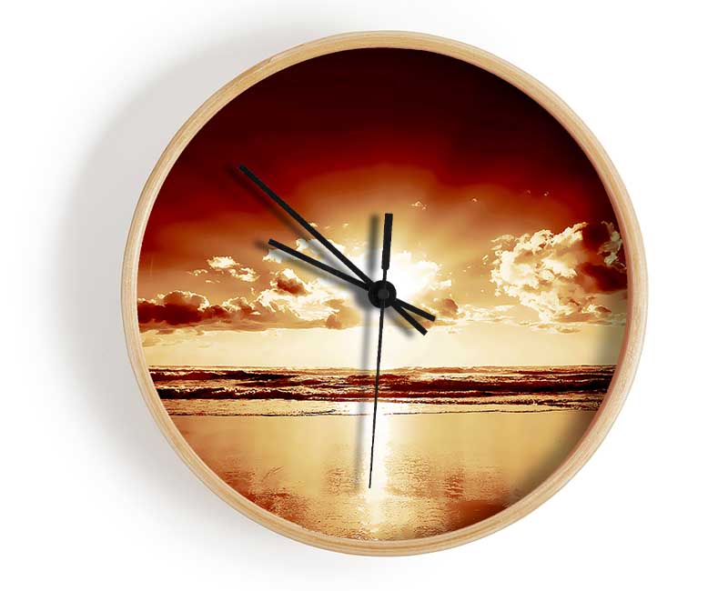 Peach Ocean Sunrise Clock - Wallart-Direct UK