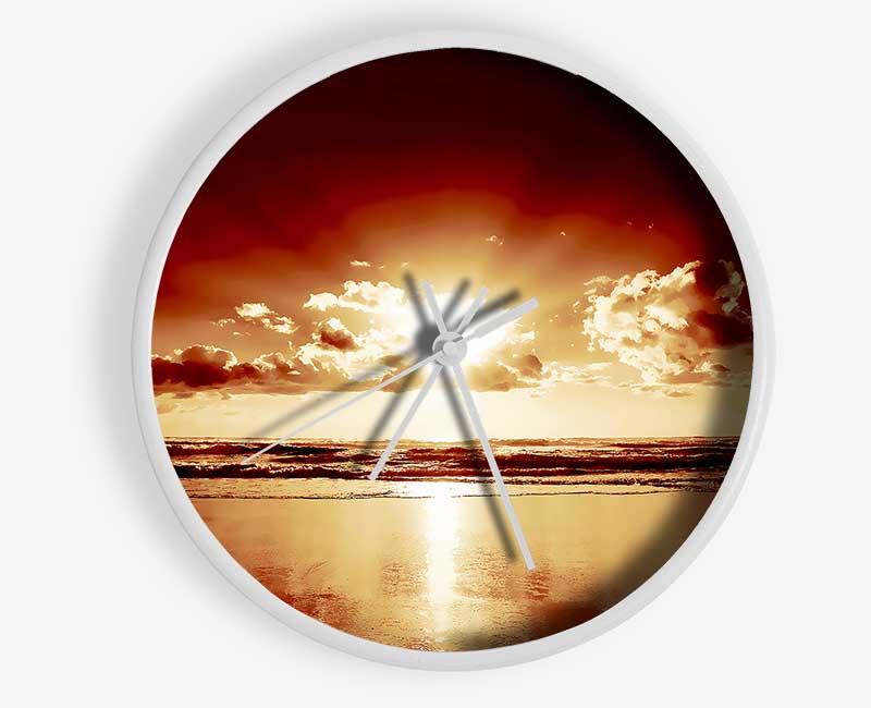 Peach Ocean Sunrise Clock - Wallart-Direct UK