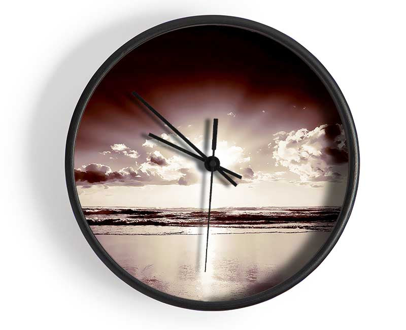 Mauve Ocean Sunrise Clock - Wallart-Direct UK