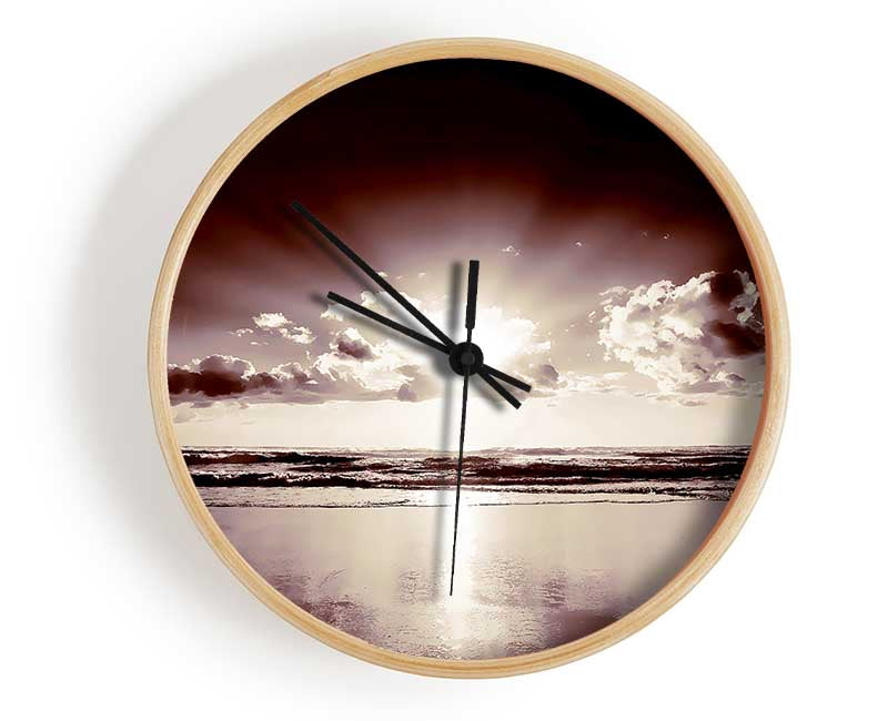 Mauve Ocean Sunrise Clock - Wallart-Direct UK