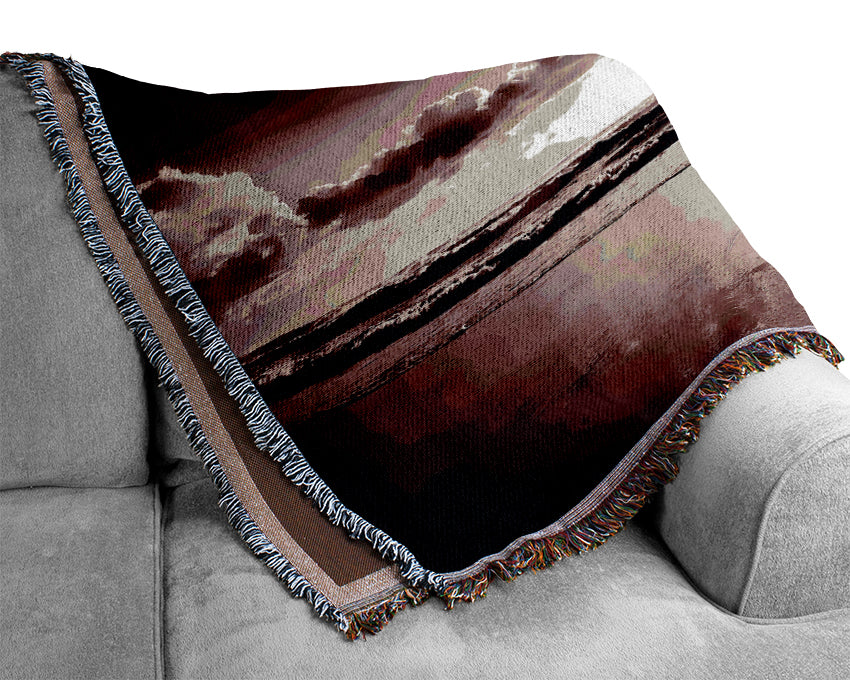 Mauve Ocean Sunrise Woven Blanket