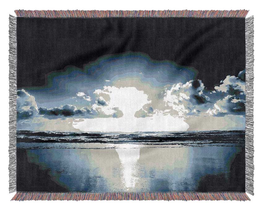 Blue Ocean Sunrise Woven Blanket