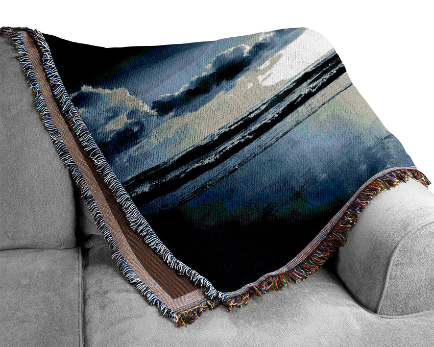 Blue Ocean Sunrise Woven Blanket