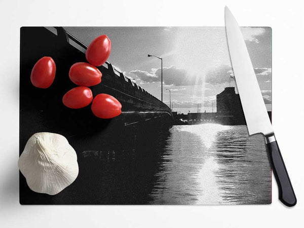 The Pier Above B n W Glass Chopping Board