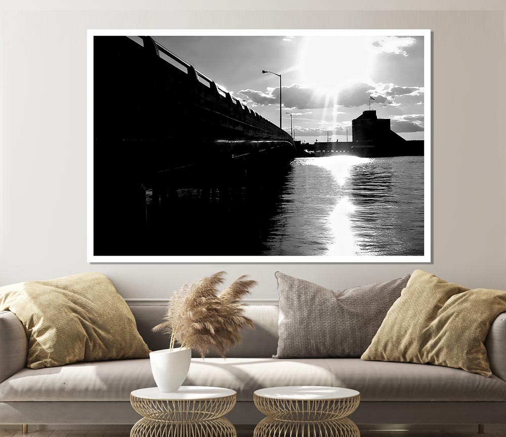 The Pier Above B N W Print Poster Wall Art