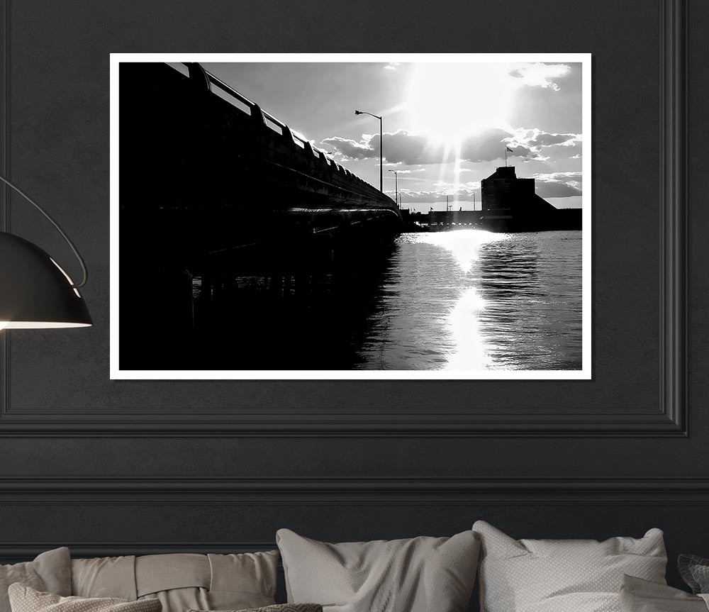 The Pier Above B N W Print Poster Wall Art