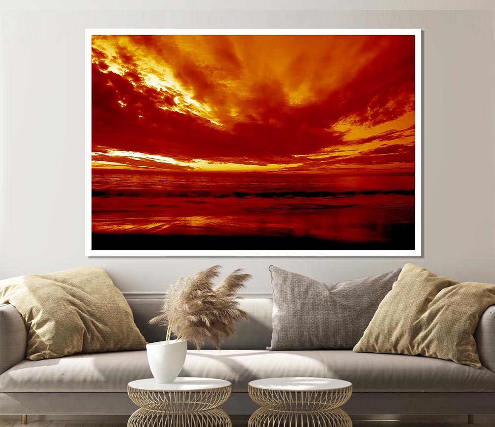 Vibrant Red Skys Print Poster Wall Art