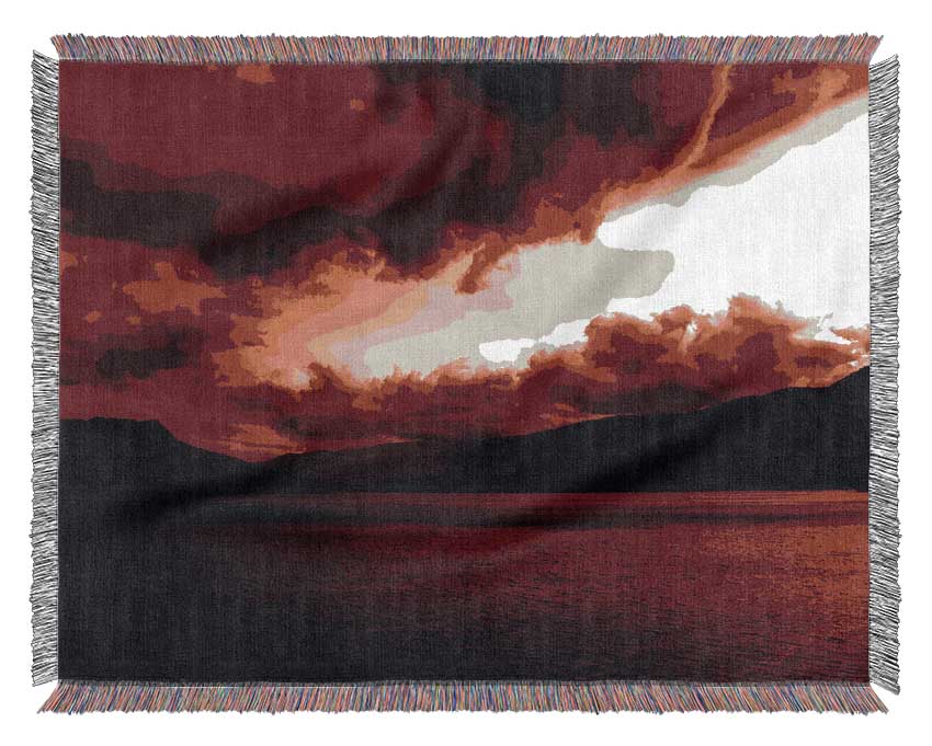 Red Tempest Sky Woven Blanket