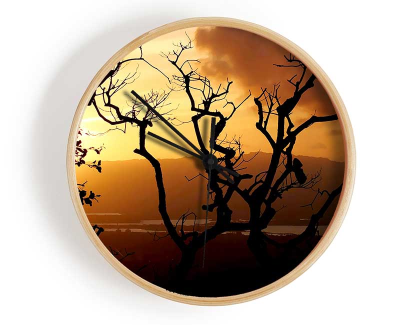 Caramel Tree Morning Clock - Wallart-Direct UK