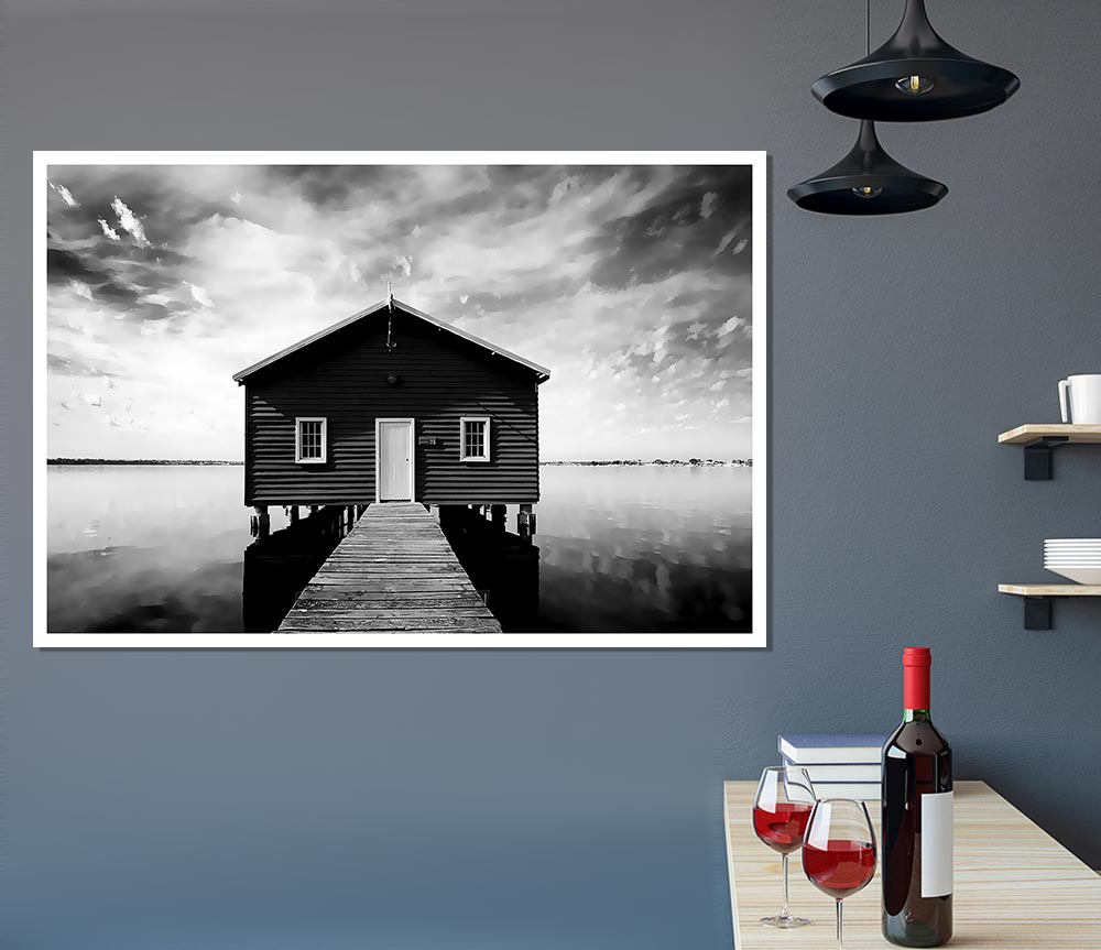 Water House B N W Print Poster Wall Art