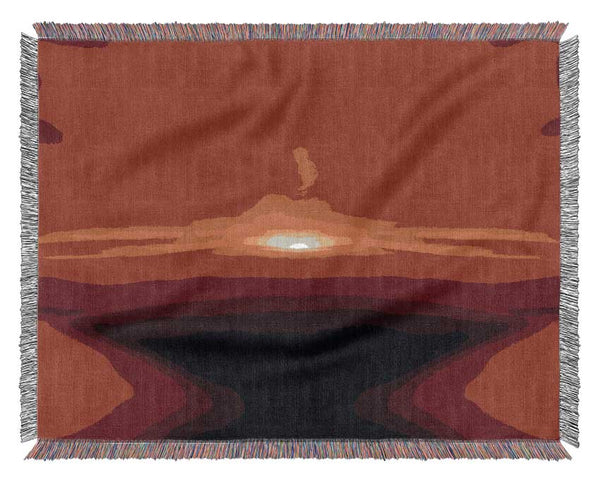 Red Abstract Sunblaze Woven Blanket