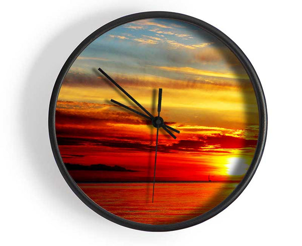 Distant Ocean Sailboat Sunset Clock - Wallart-Direct UK