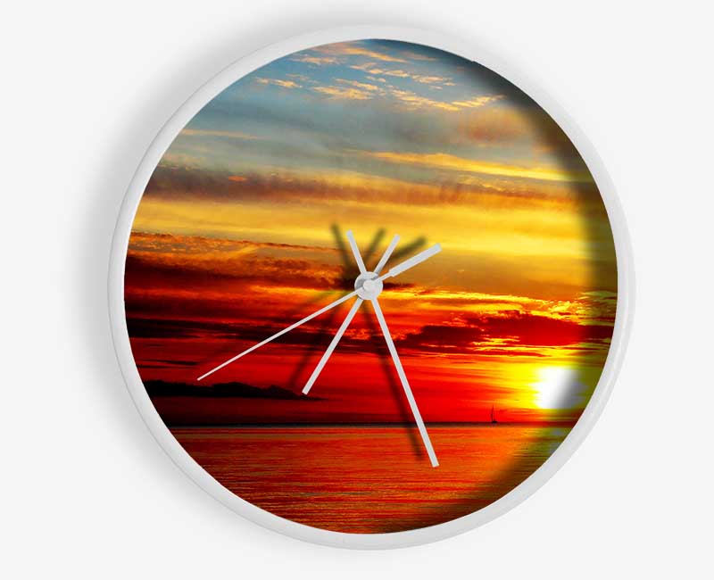 Distant Ocean Sailboat Sunset Clock - Wallart-Direct UK