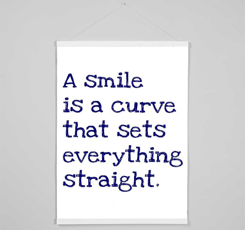 Motivational Quote Smile Is A Curve Hanging Poster - Wallart-Direct UK