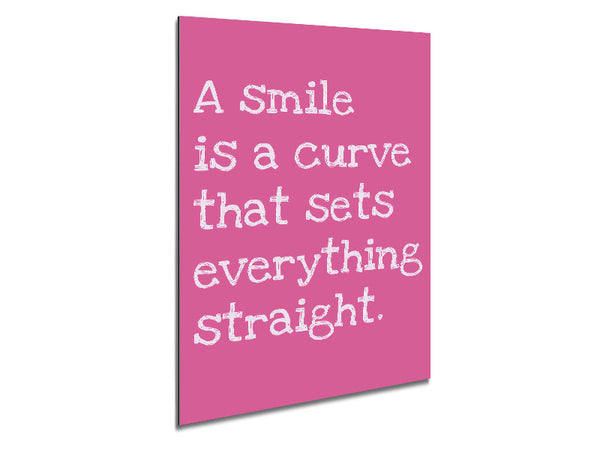 Motivational Quote Smile Is A Curve Pink