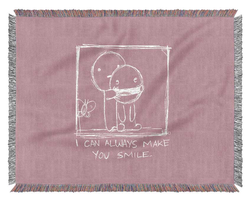 Love Quote I Can Always Make You Smile Pink Woven Blanket