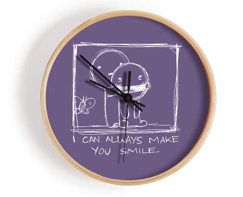 Love Quote I Can Always Make You Smile Lilac Clock - Wallart-Direct UK