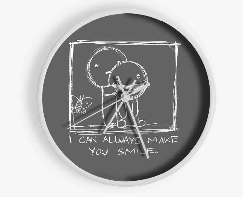 Love Quote I Can Always Make You Smile Grey Clock - Wallart-Direct UK