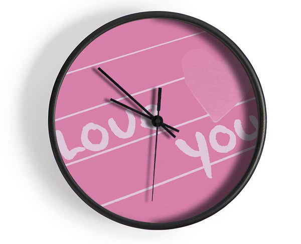 Love Quote I Love You Heart Pink Clock - Wallart-Direct UK