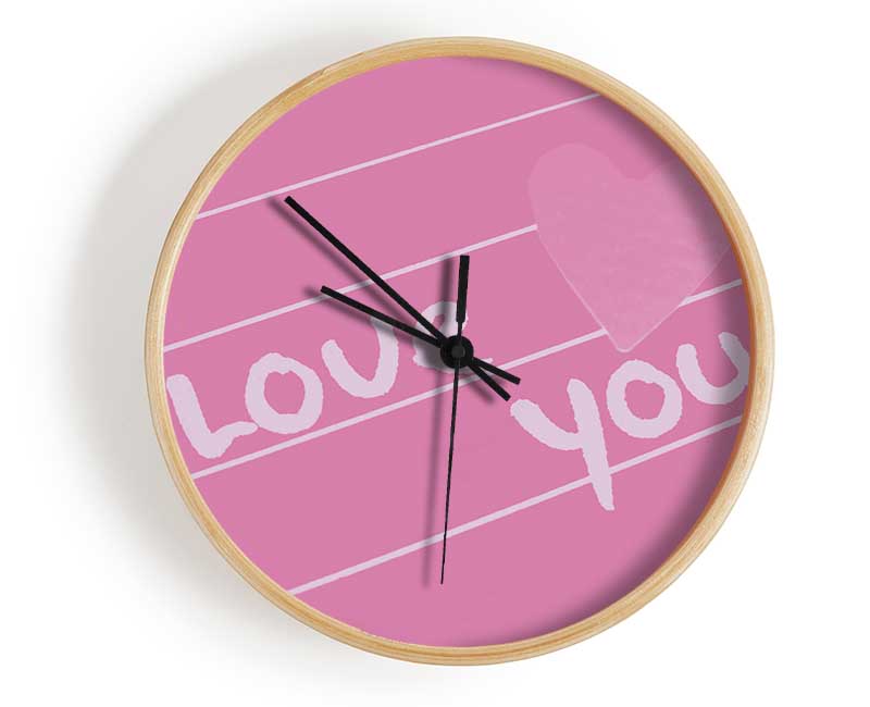 Love Quote I Love You Heart Pink Clock - Wallart-Direct UK