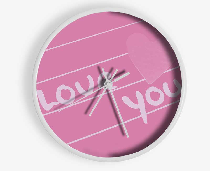 Love Quote I Love You Heart Pink Clock - Wallart-Direct UK