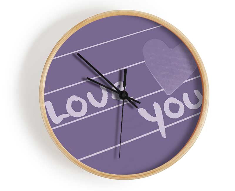 Love Quote I Love You Heart Lilac Clock - Wallart-Direct UK