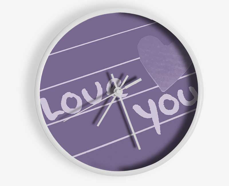 Love Quote I Love You Heart Lilac Clock - Wallart-Direct UK