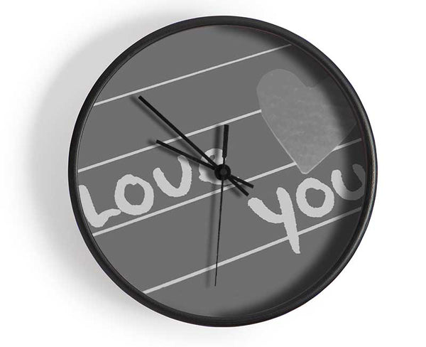 Love Quote I Love You Heart Grey Clock - Wallart-Direct UK