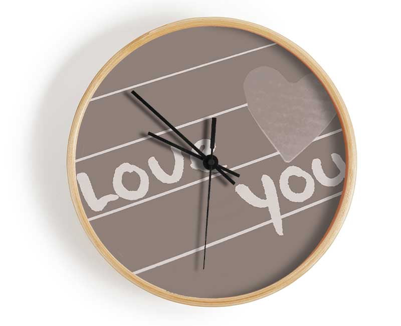 Love Quote I Love You Heart Beige Clock - Wallart-Direct UK