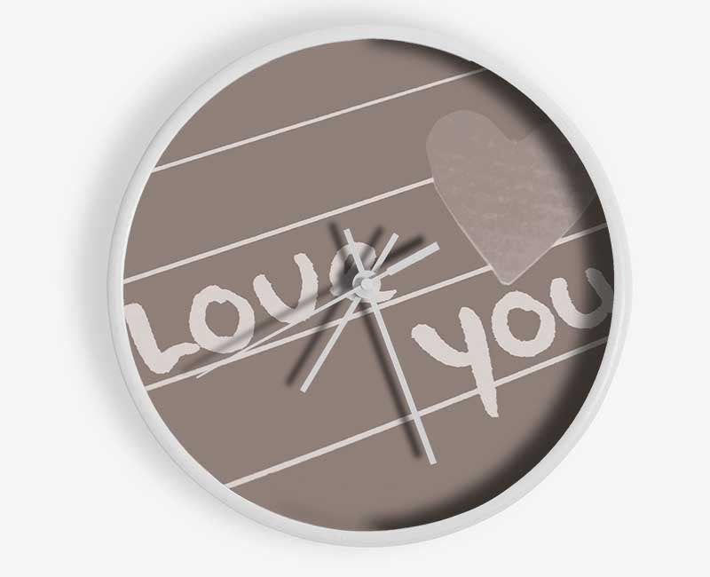 Love Quote I Love You Heart Beige Clock - Wallart-Direct UK