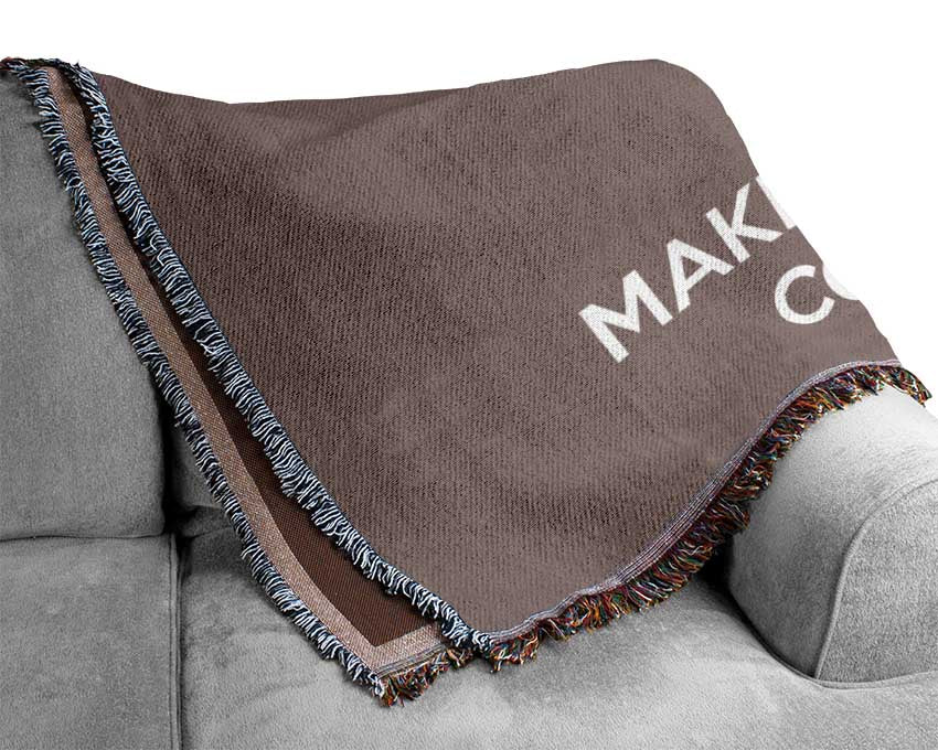 Keep Calm Make Your Dreams Come True Beige Woven Blanket