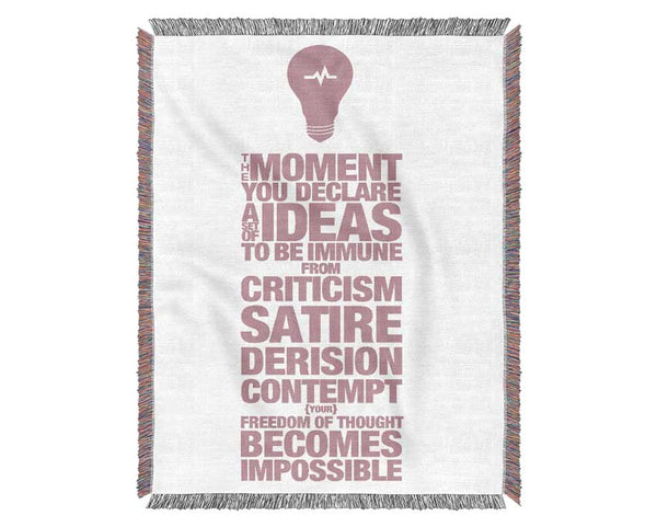 Motivational Quote Freedom Of Thought Pink Woven Blanket