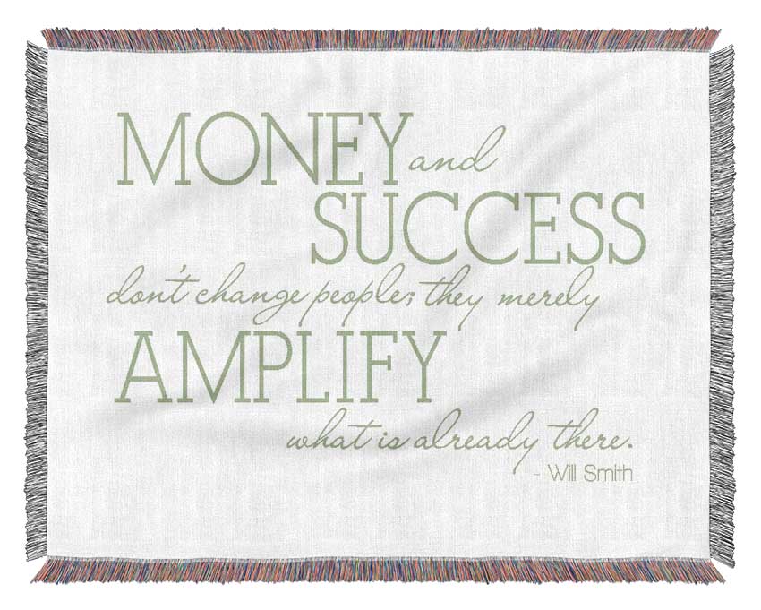 Motivational Quote Will Smith Money And Success Lime Green Woven Blanket