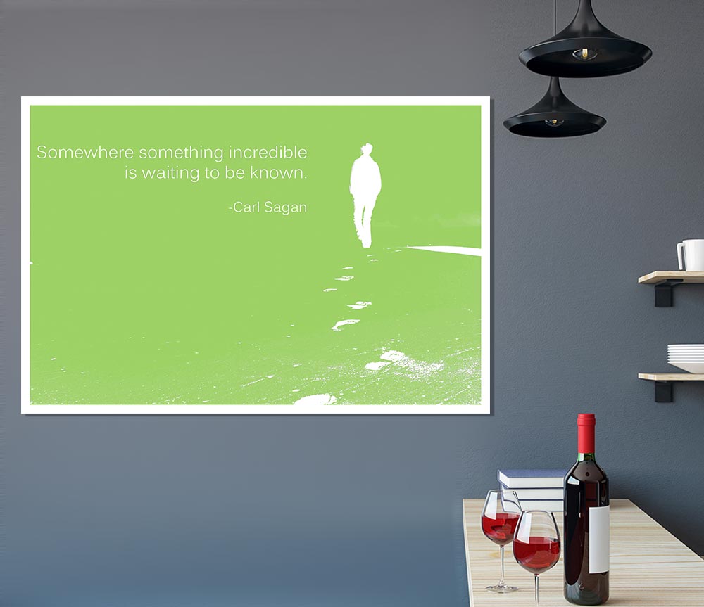 Carl Sagan Somewhere Something Lime Green Print Poster Wall Art