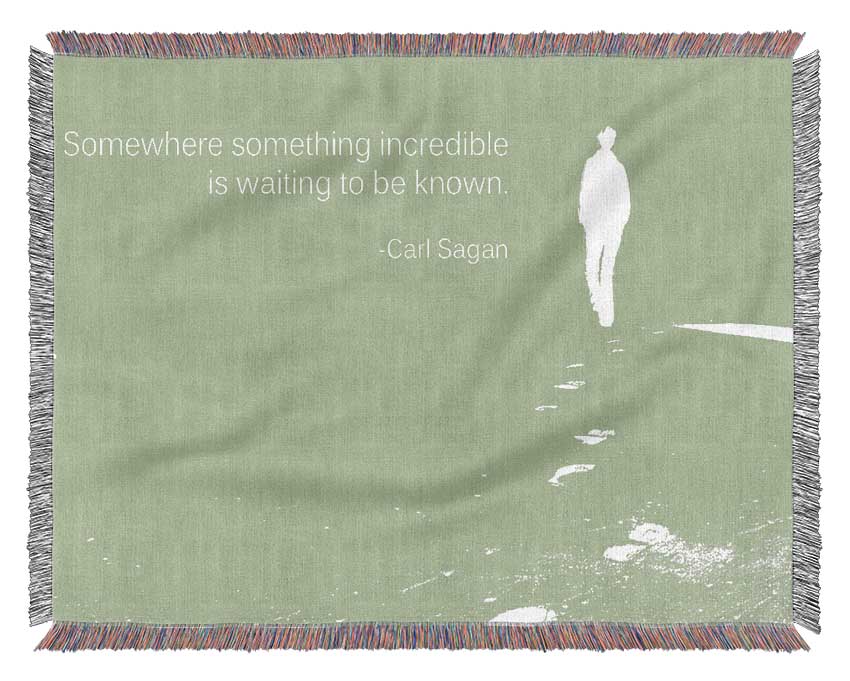 Carl Sagan Somewhere Something Lime Green Woven Blanket