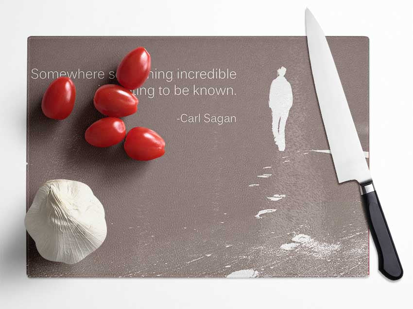 Carl Sagan Somewhere Something Beige Glass Chopping Board