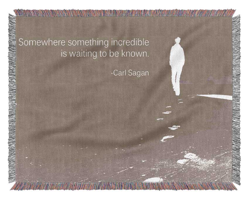 Carl Sagan Somewhere Something Beige Woven Blanket