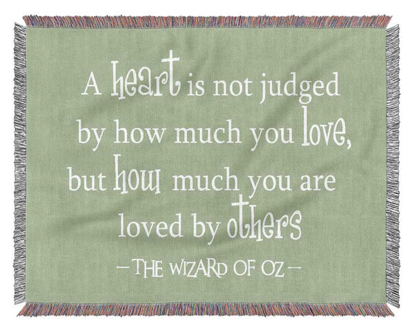 Movie Quote Wizard Of Oz A Heart Is Not Judged Lime Green Woven Blanket